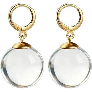 ✨ Clear Glass Ball Dangle Earrings – Lightweight Transparent Drop Earrings